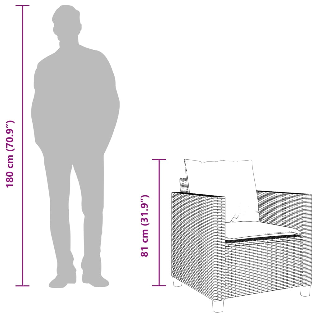 Bistro garnitura za vrt 3 dijela s jastucima poliratan - siva, 1 - number 12.