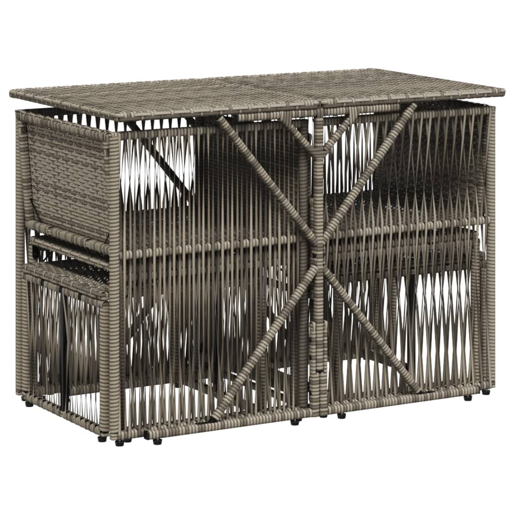 Spisebordsett for hagen 7 deler med puter polyrattan - grå, 1 - number 7.