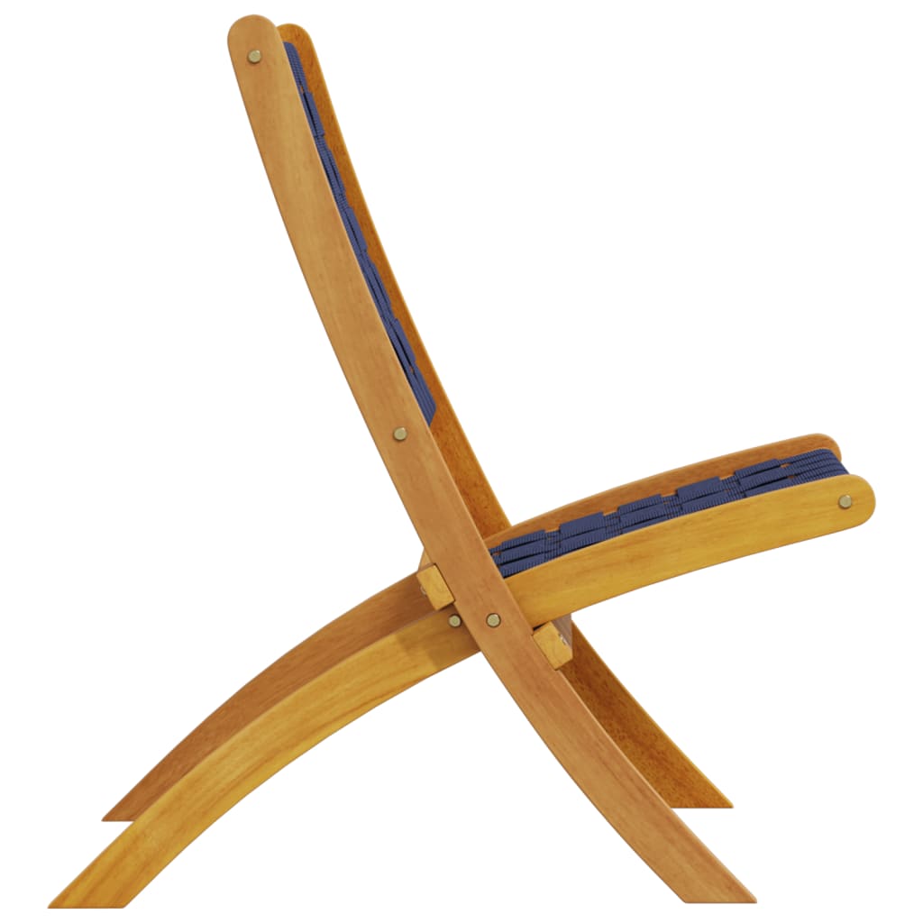 Havestole 2 stk. foldbar massivt akacietræ og stof mørkeblå - number 5.