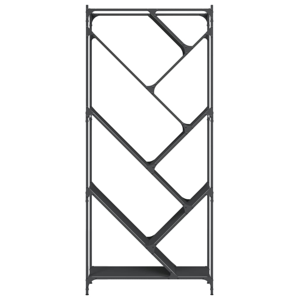 Bokhylle 79x30x180 cm konstruert tre og metall - svart, 1 - number 5.