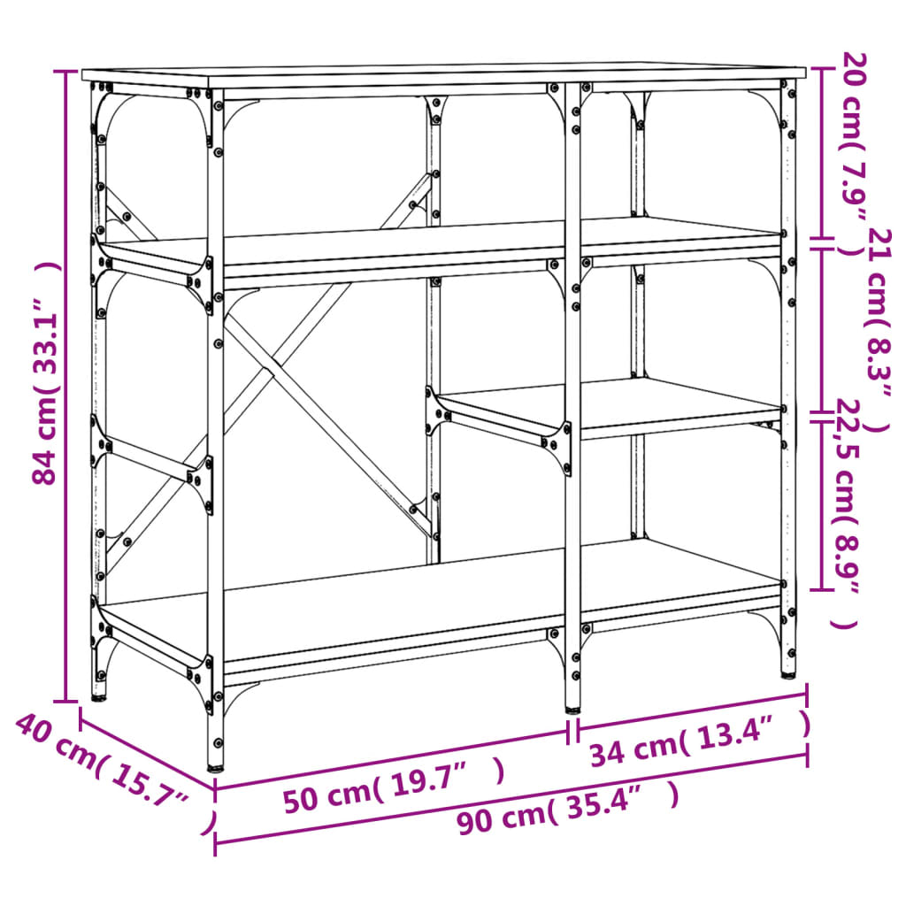 Køkkenreol 90x40x84 cm konstrueret træ og metal - sort, 1 - number 9.