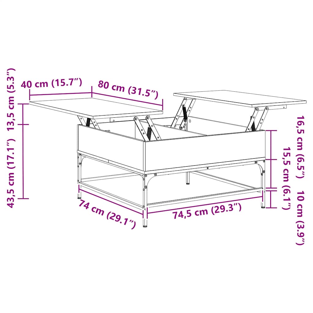 Stolik kawowy wykonany z drewna i metalu - dąb brązowy, 80 x 80 x 45 cm, 1 - number 11.