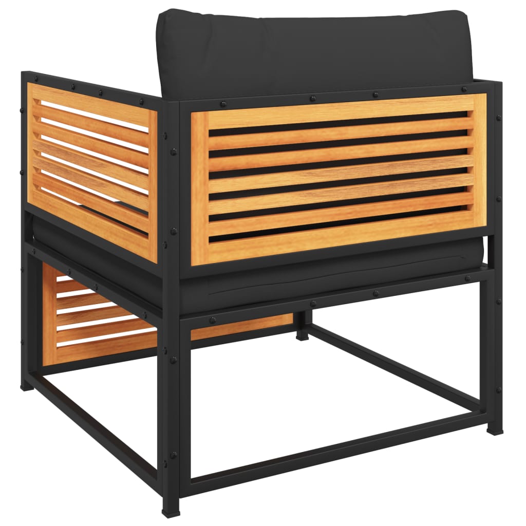 Havestol med hynder massivt akacietræ - antracitgrå, 1, lænestol - number 7.