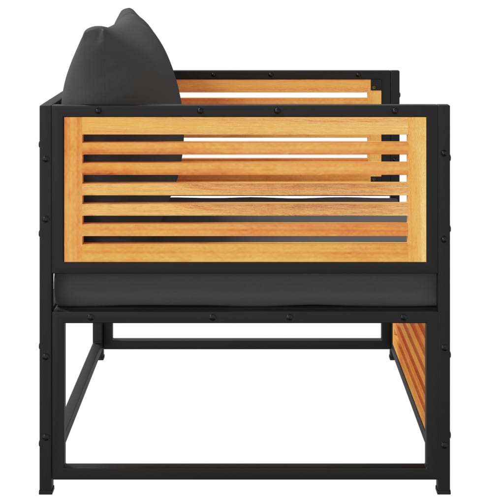 Havestol med hynder massivt akacietræ - antracitgrå, 1, lænestol - number 6.