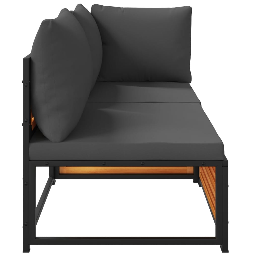 2-personers havesofa med hynder massivt akacietræ - antracitgrå, 1, 2-sædet - number 6.