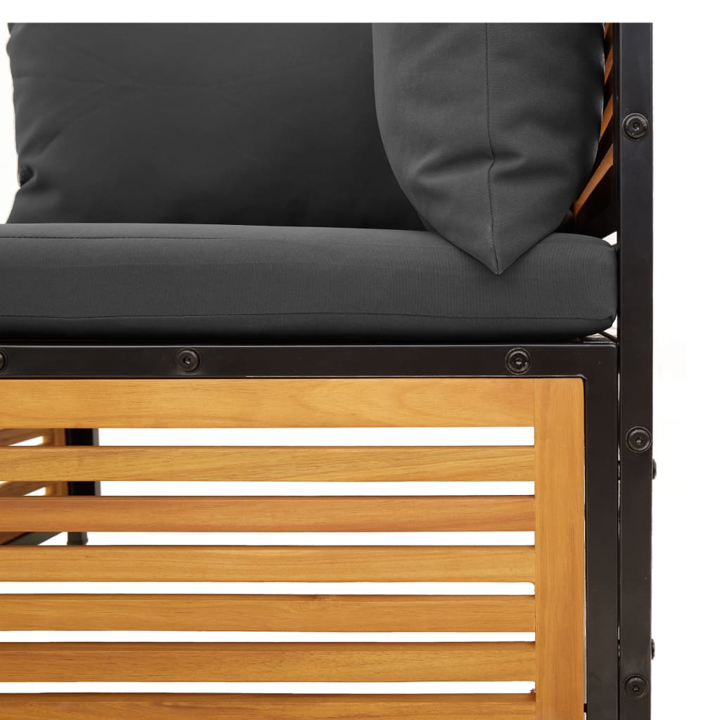 2-personers havesofa med hynder massivt akacietræ - antracitgrå, 1, 2-sædet - number 9.