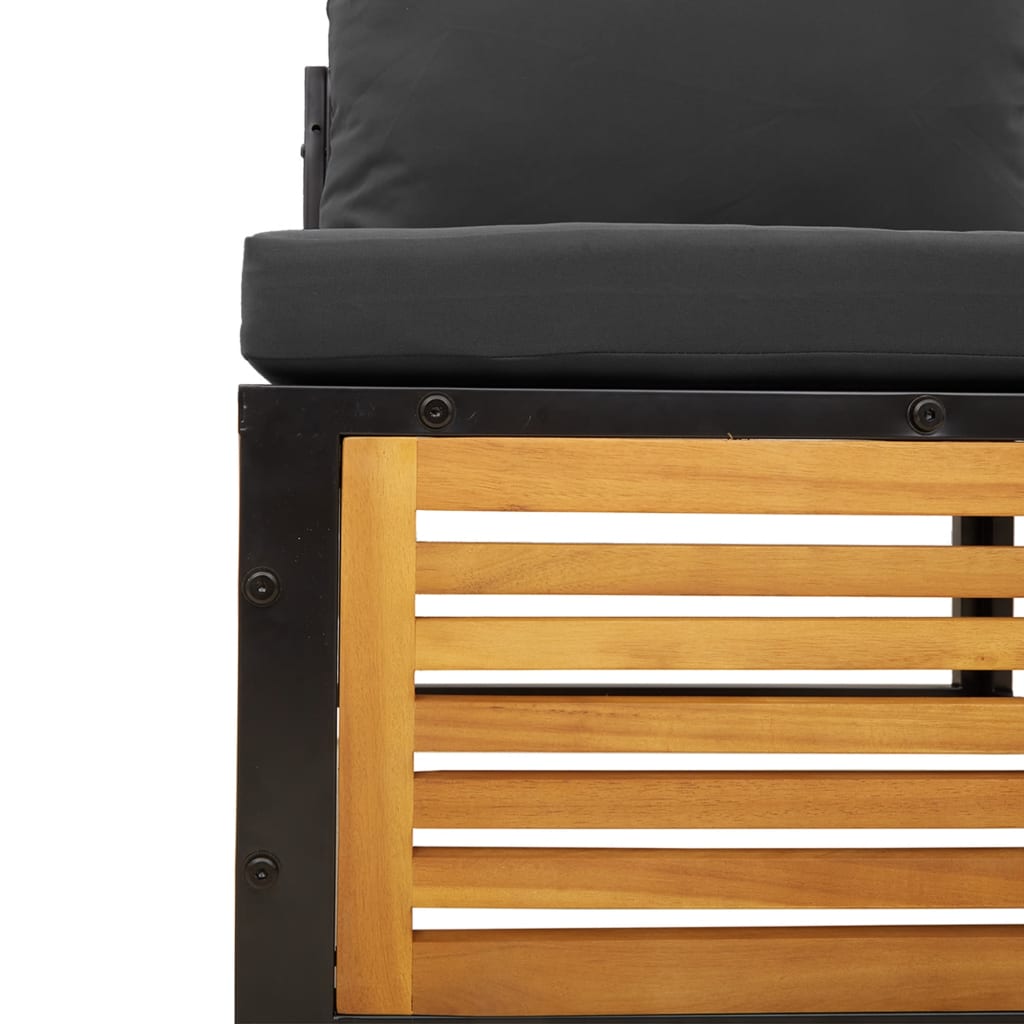 2-personers havesofa med hynder massivt akacietræ - antracitgrå, 1, 2-sædet - number 8.