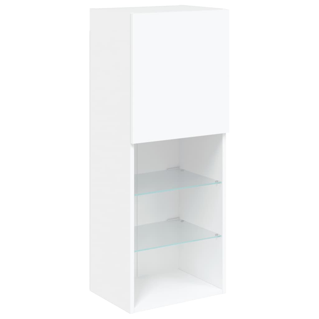 Meble telewizyjne do ściany 4 części z światłami led zbudowane drewniane białe, 1 - number 9.