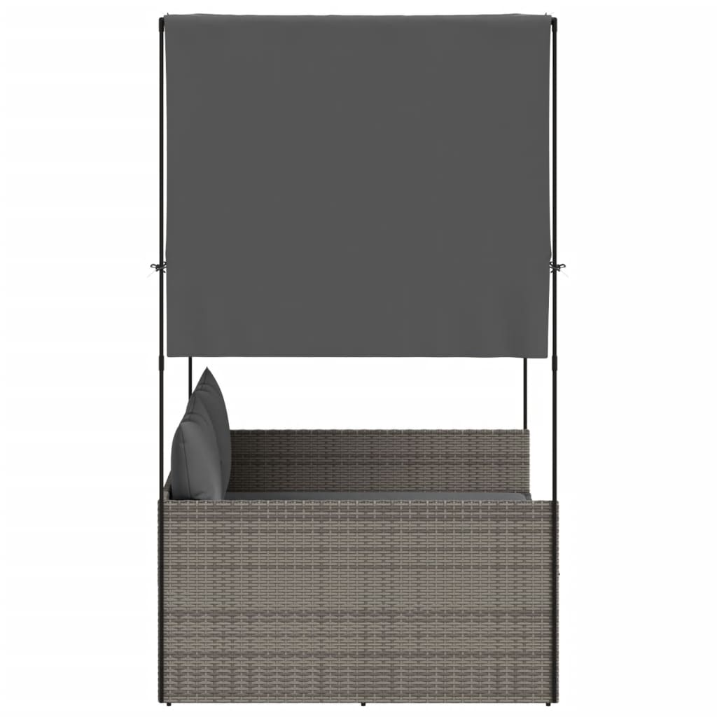 Solseng med tak og gardiner polyrattan - grå, 1 - number 4.