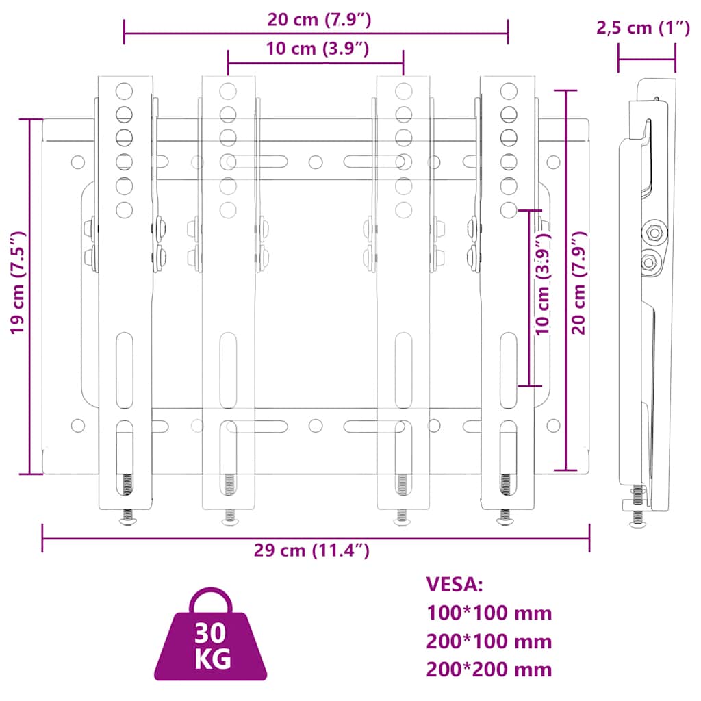 Supporto tv da parete per schermo 14-42" max. vesa 200x200 mm 30 kg - number 8.