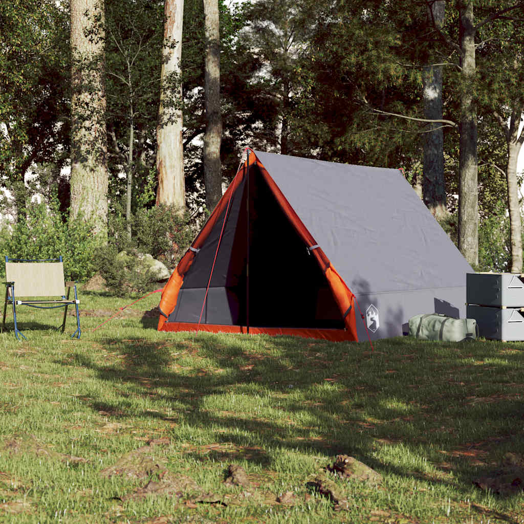 2-personers campingtelt a-stel vandtæt grå - grå og orange, 1, x, x - number 4.