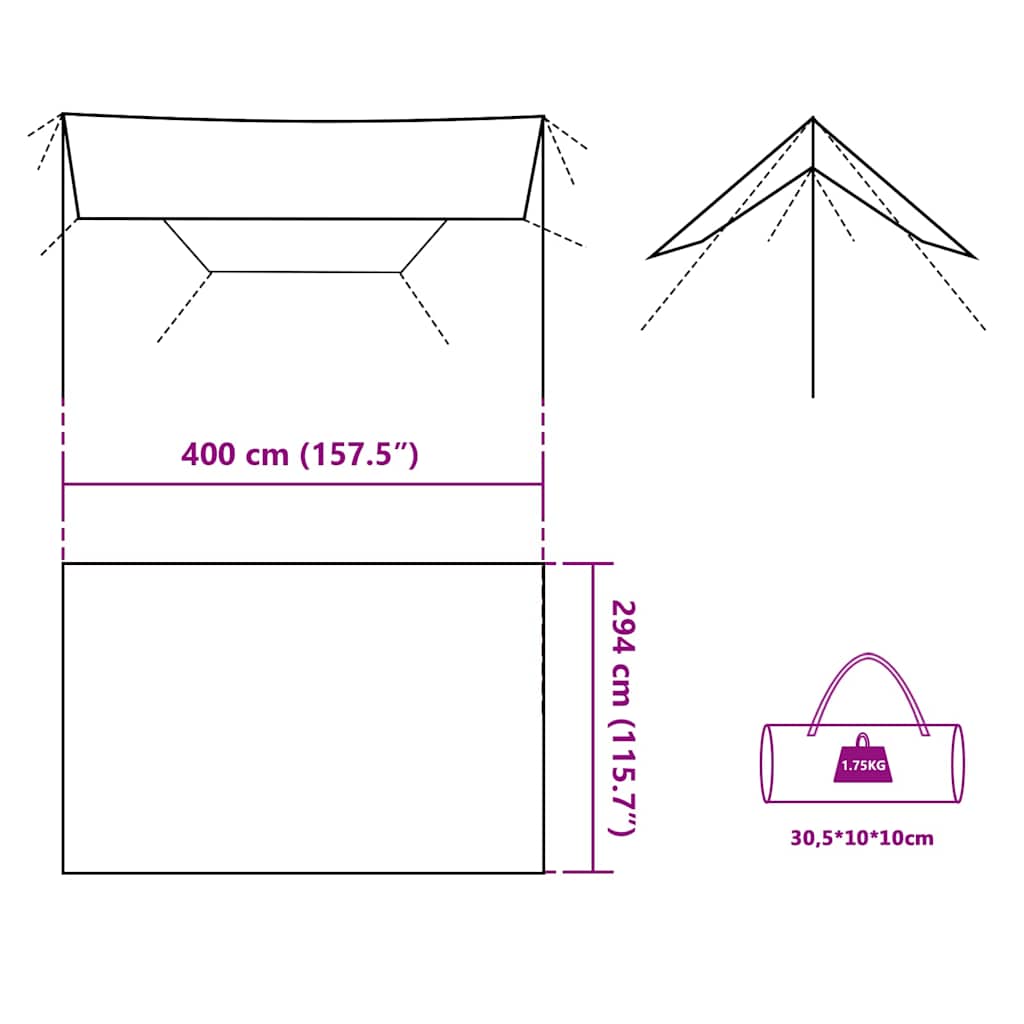 Tarp waterdicht - blauw, 400 x 294 cm, oxford, 1 - number 10.