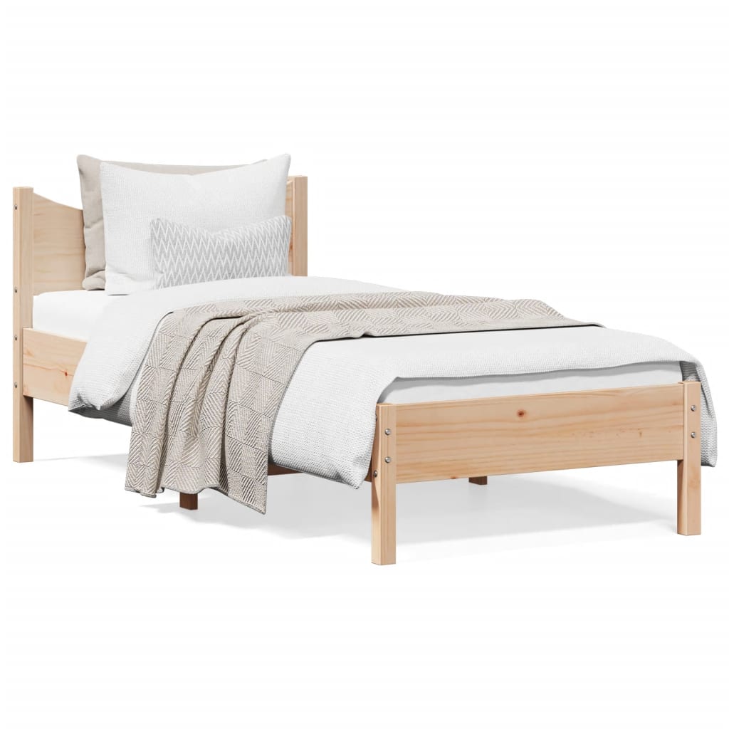 Bed frame without mattress solid pine wood - natural color, 90 x 190 cm - number 2.