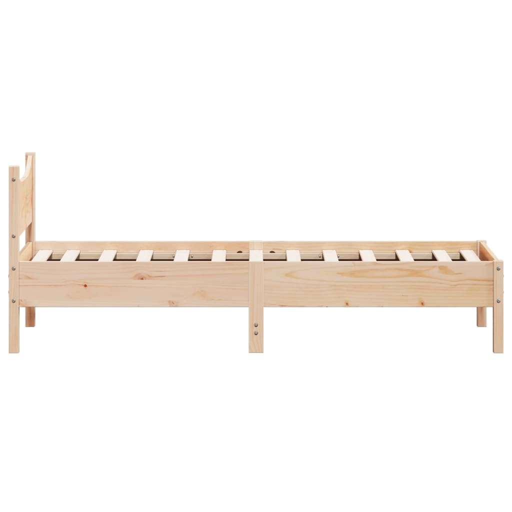 Bed frame without mattress solid pine wood - natural color, 90 x 190 cm - number 5.