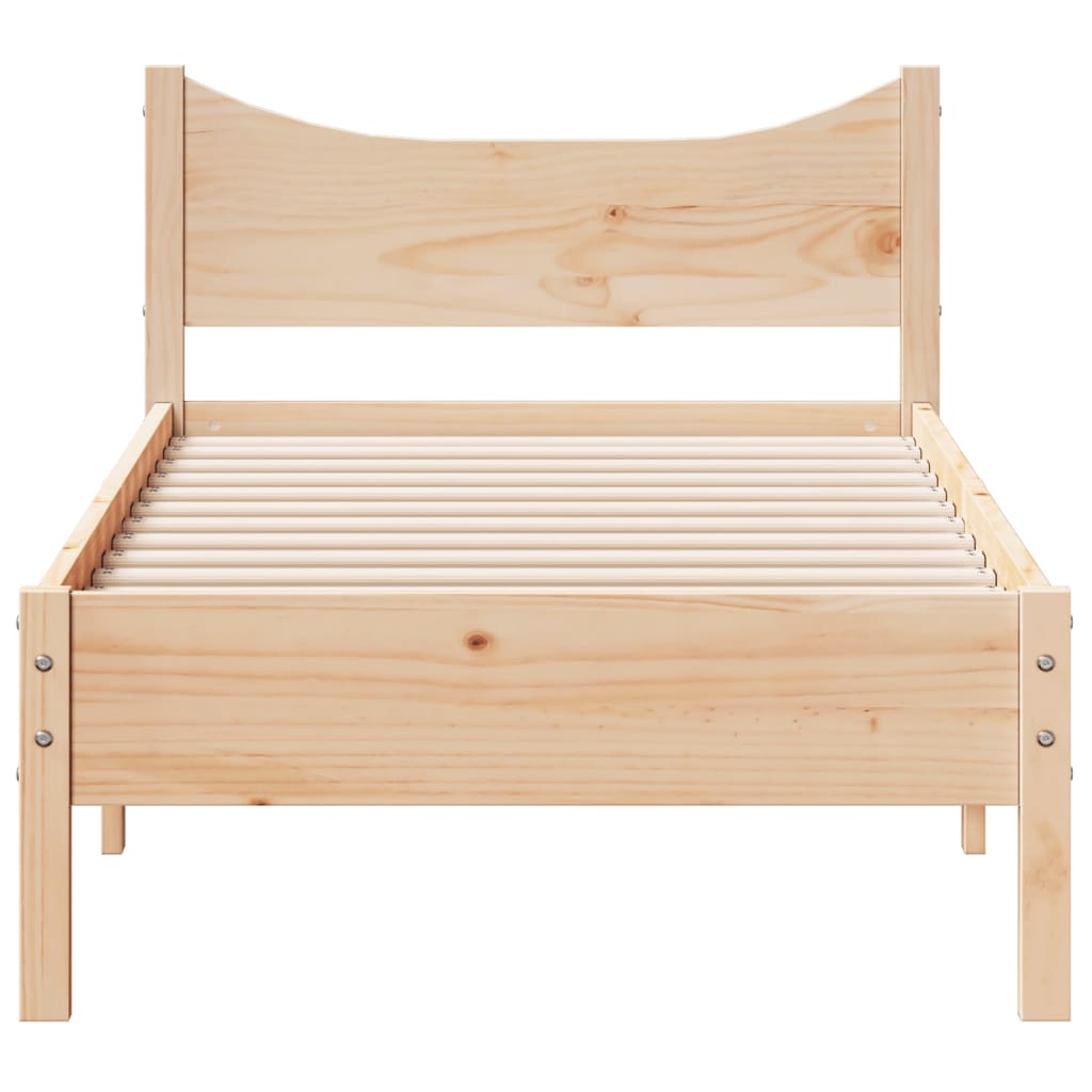 Bed frame without mattress solid pine wood - natural color, 90 x 190 cm - number 4.