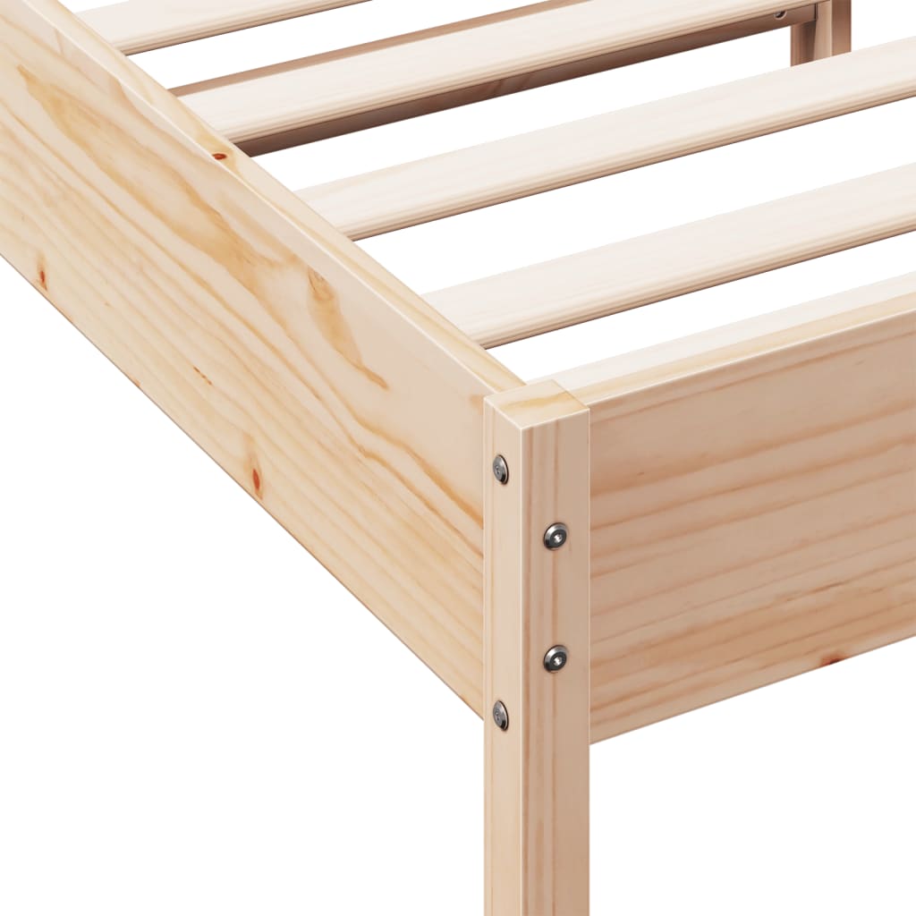 Bed frame without mattress solid pine wood - natural color, 90 x 190 cm - number 7.
