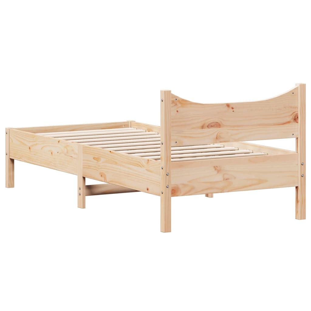 Bed frame without mattress solid pine wood - natural color, 90 x 190 cm - number 6.