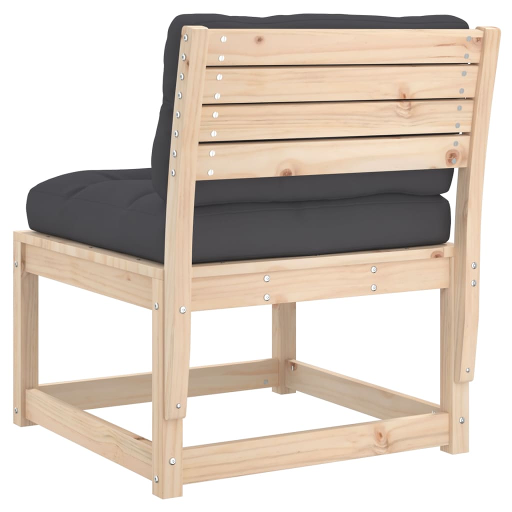 Moduł sofy do ogrodu sosna lita - sosna naturalna, z poduszkami, 1 szt. - number 7.