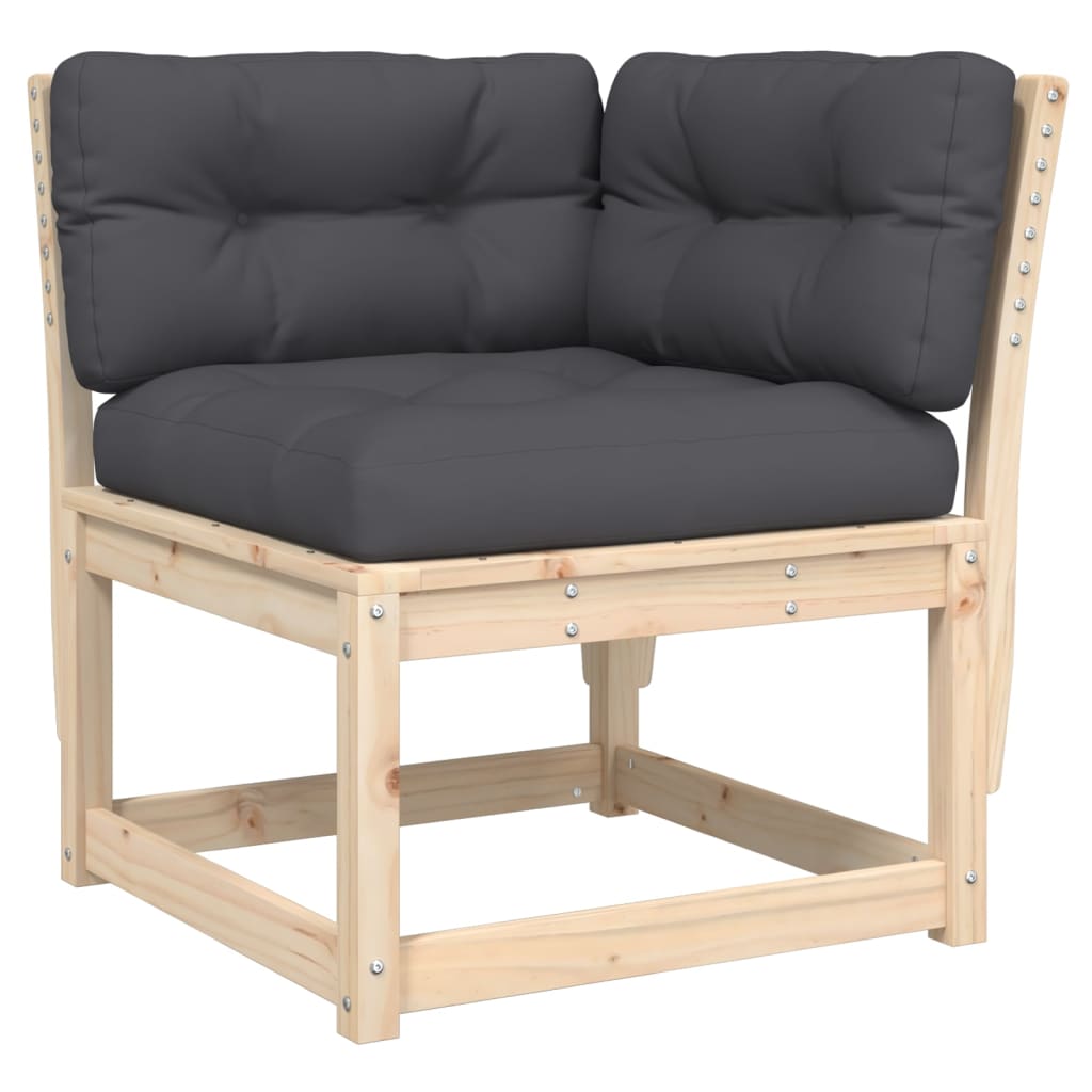 Corner module for garden sofa 73x73x78 cm with cushions solid pine - pine natural, with cushions, 1 - number 2.