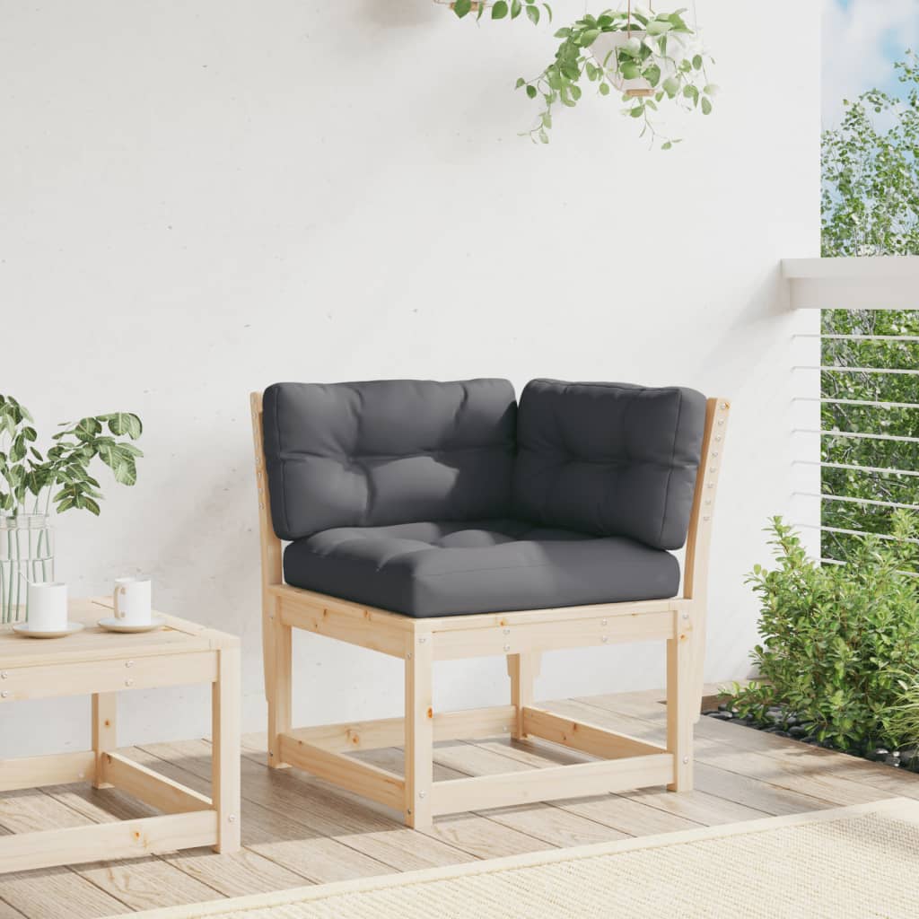 Corner module for garden sofa 73x73x78 cm with cushions solid pine - pine natural, with cushions, 1 - number 3.