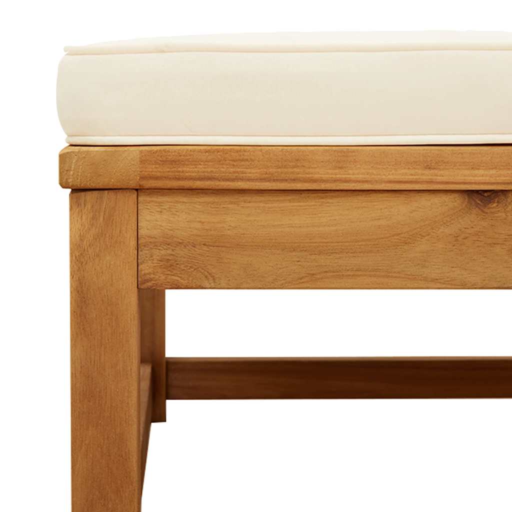 Loungesæt til haven 6 dele med hynder massivt akacietræ - creme, 1, 4x hjørnedel + midterdel + bord - number 7.