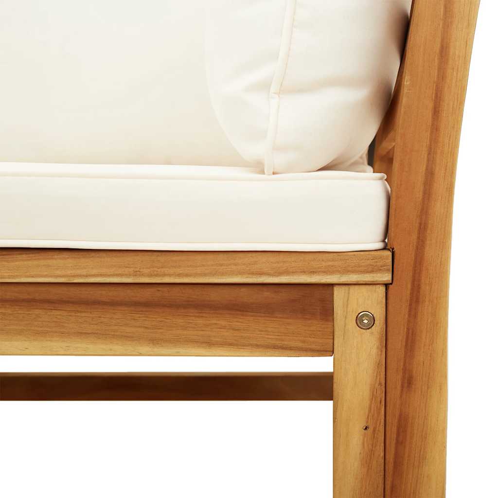 Loungesæt til haven 6 dele med hynder massivt akacietræ - creme, 1, 4x hjørnedel + midterdel + bord - number 6.