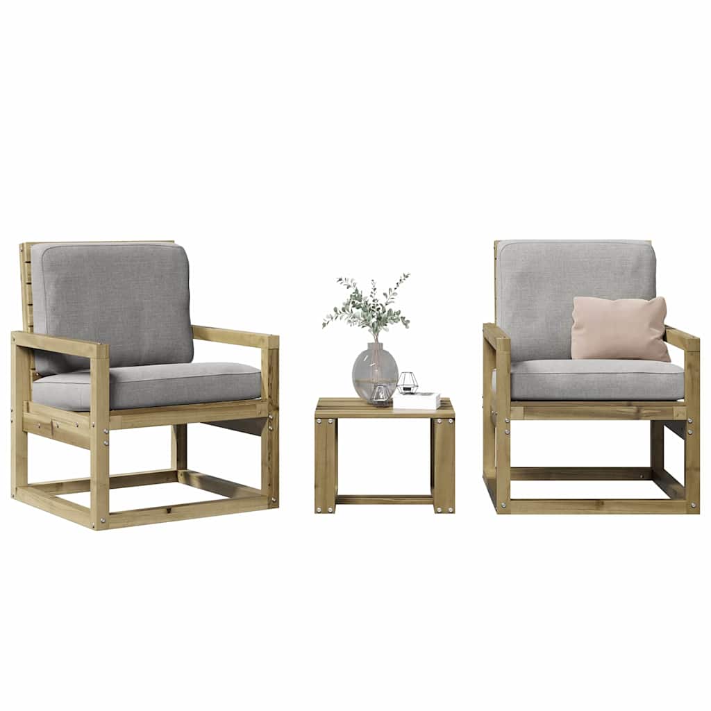 Loungesæt til haven 3 dele imprægneret fyrretræ - number 1.