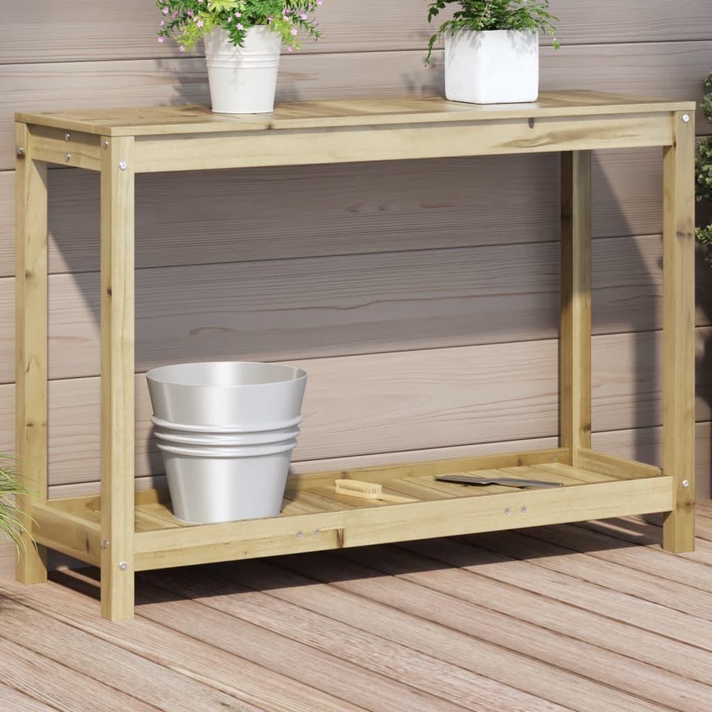 Plant table with shelf impregnated pine - natural impregnation, 108 x 35 x 75 cm, 1 - number 1.