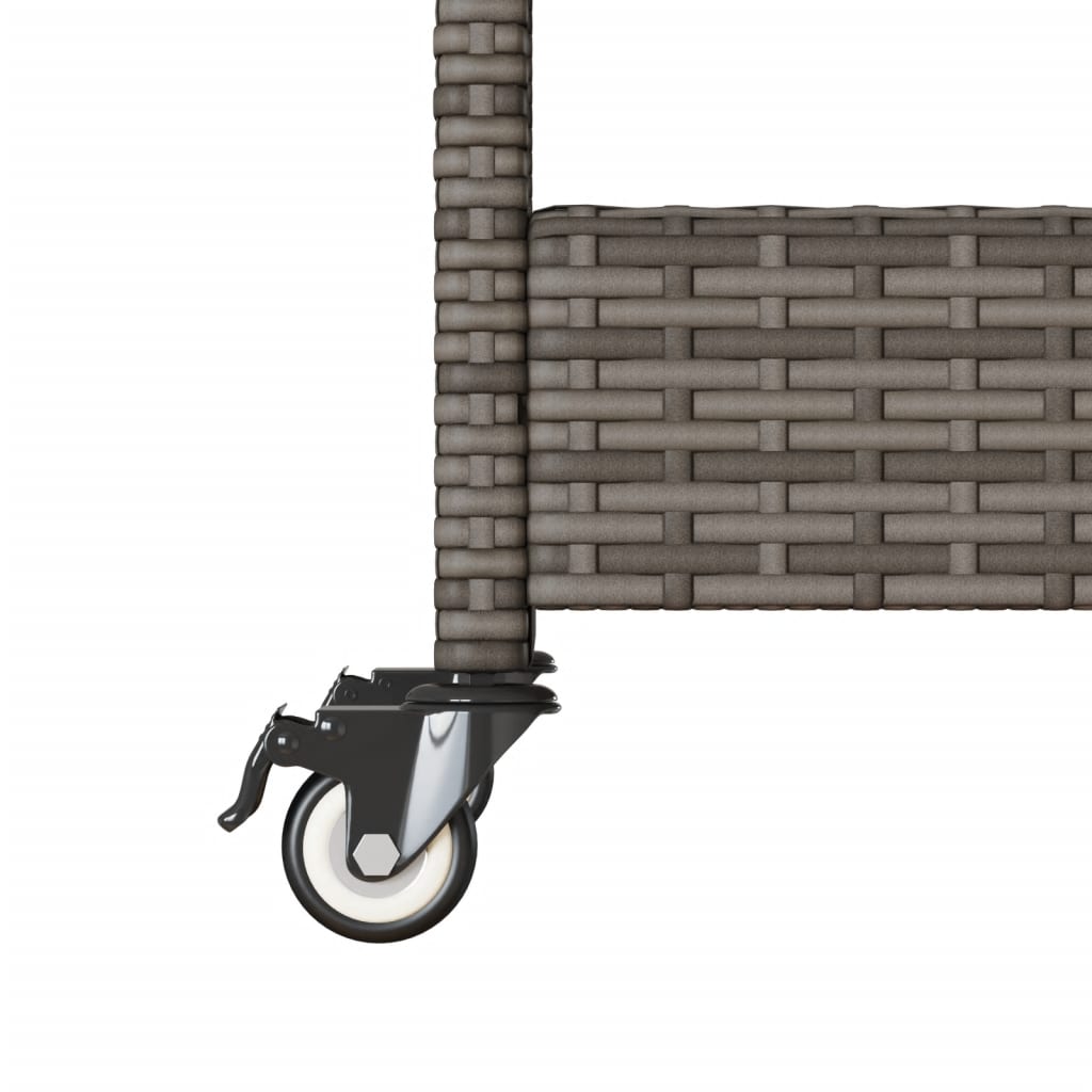 Barvogn med 3 hylder polyrattan og massivt akacietræ grå - grå og brun - number 11.