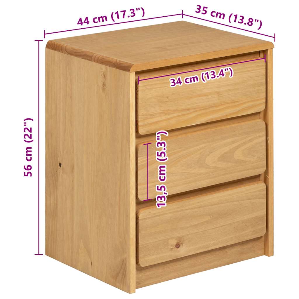 Sengebord sauda 44x35x56 cm massivt fyrretræ egetræsfarvet - number 8.