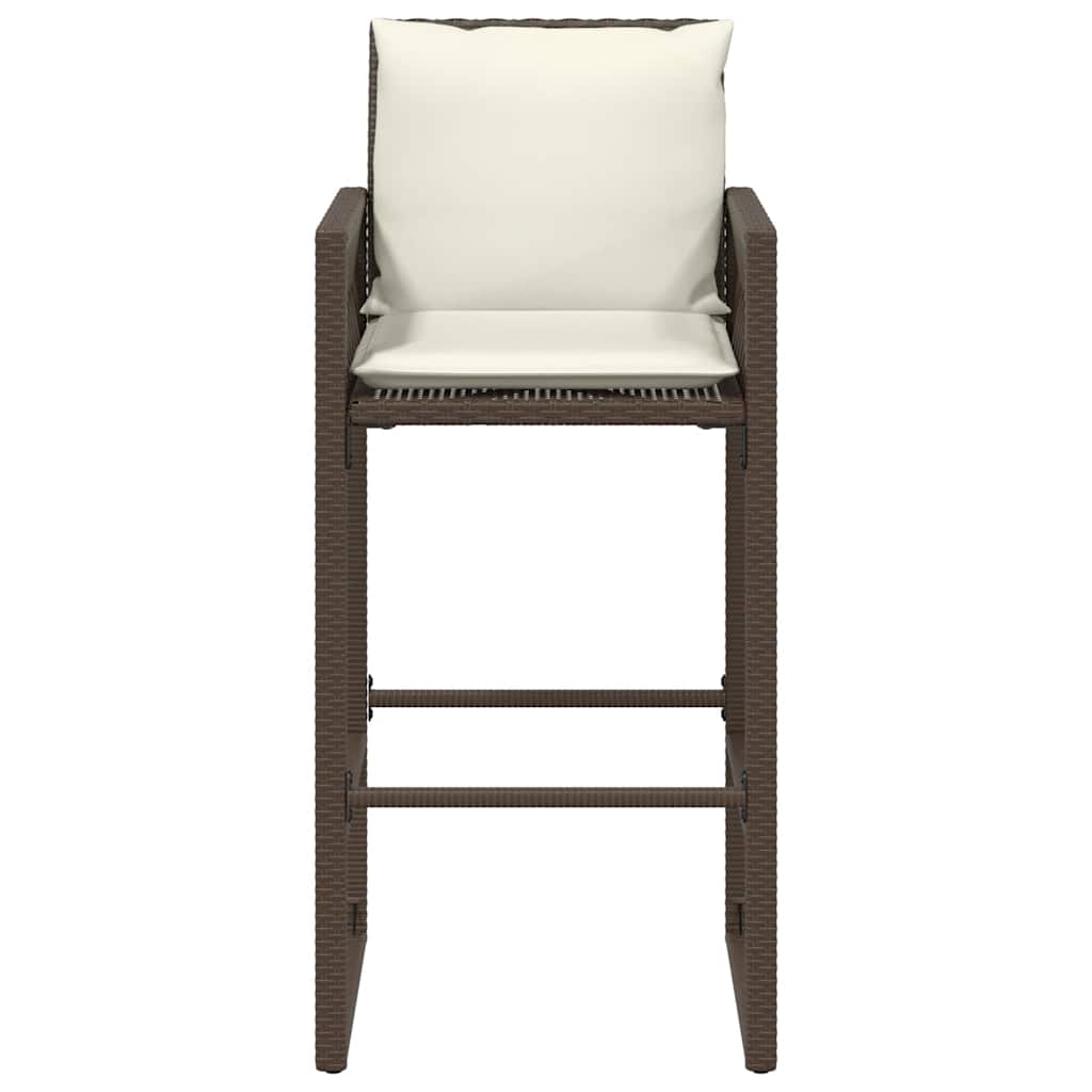 Outdoor bar stools with cushions 2 pcs. polyrattan - brown, 1, with pillow - number 5.