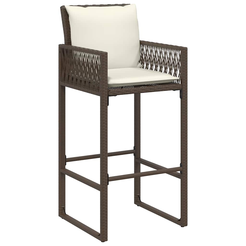 Outdoor bar stools with cushions 2 pcs. polyrattan - brown, 1, with pillow - number 4.
