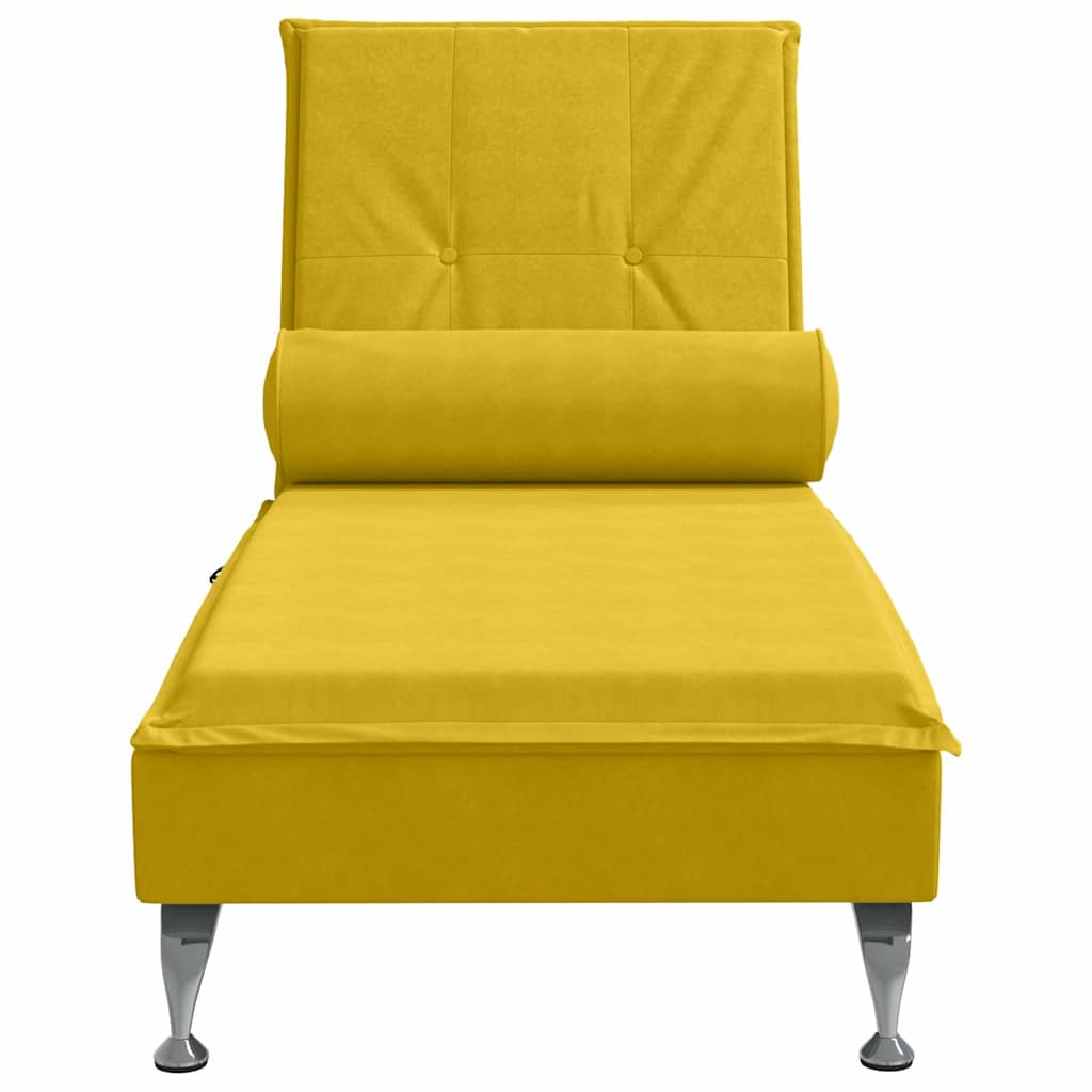 Chaiselong med massage og pude fløjl - gul, 1 - number 4.