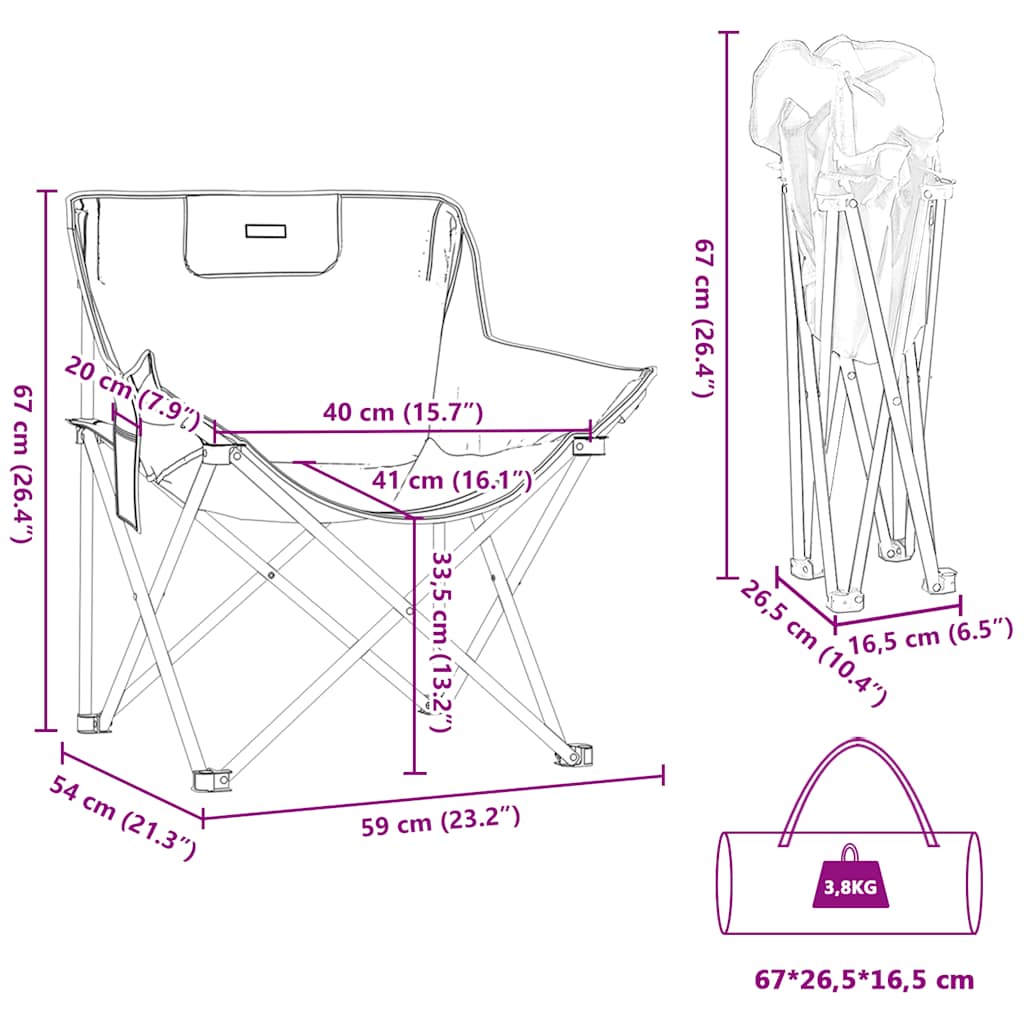 Krzesła kempingowe z kieszeniami 2 szt. składane - niebieskie, 1 - number 12.