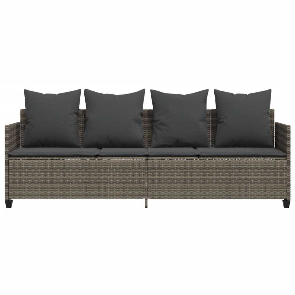 Loungesoffa med kuddar polyrattan - grå, 1, utan kapell - number 5.