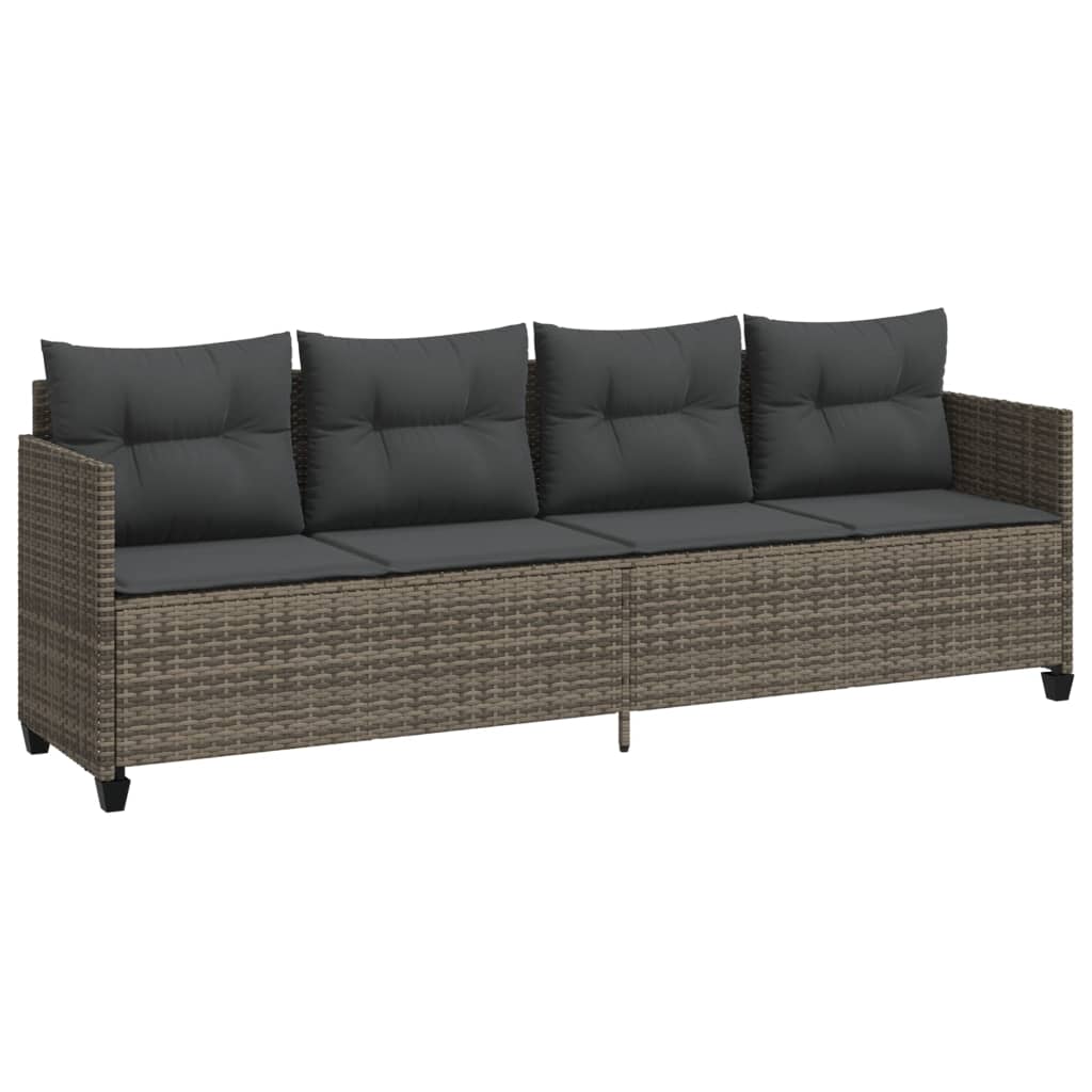 Loungesofa med hynder polyrattan - grå, 1, uden baldakin - number 2.