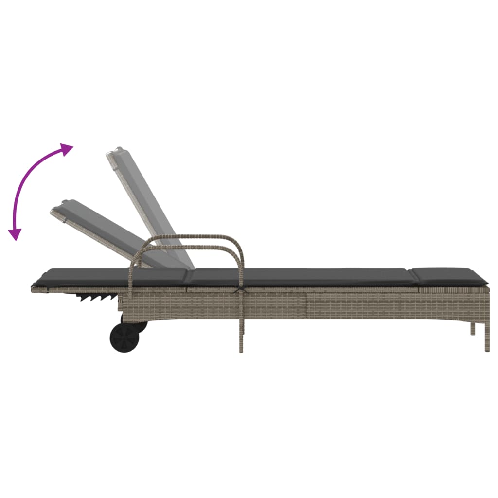 Ležaljka s kotačima i jastukom poliratan - siva, 1 - number 7.