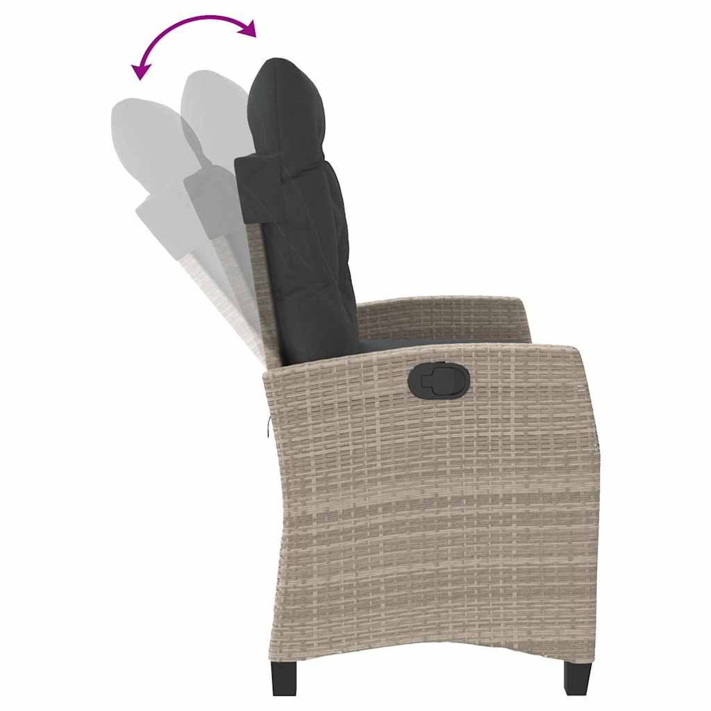 Vrtna klupa s jastucima i funkcijom ležanja poliratan - svijetlo siva, 105 x 66 x 93 cm, 1 - number 6.