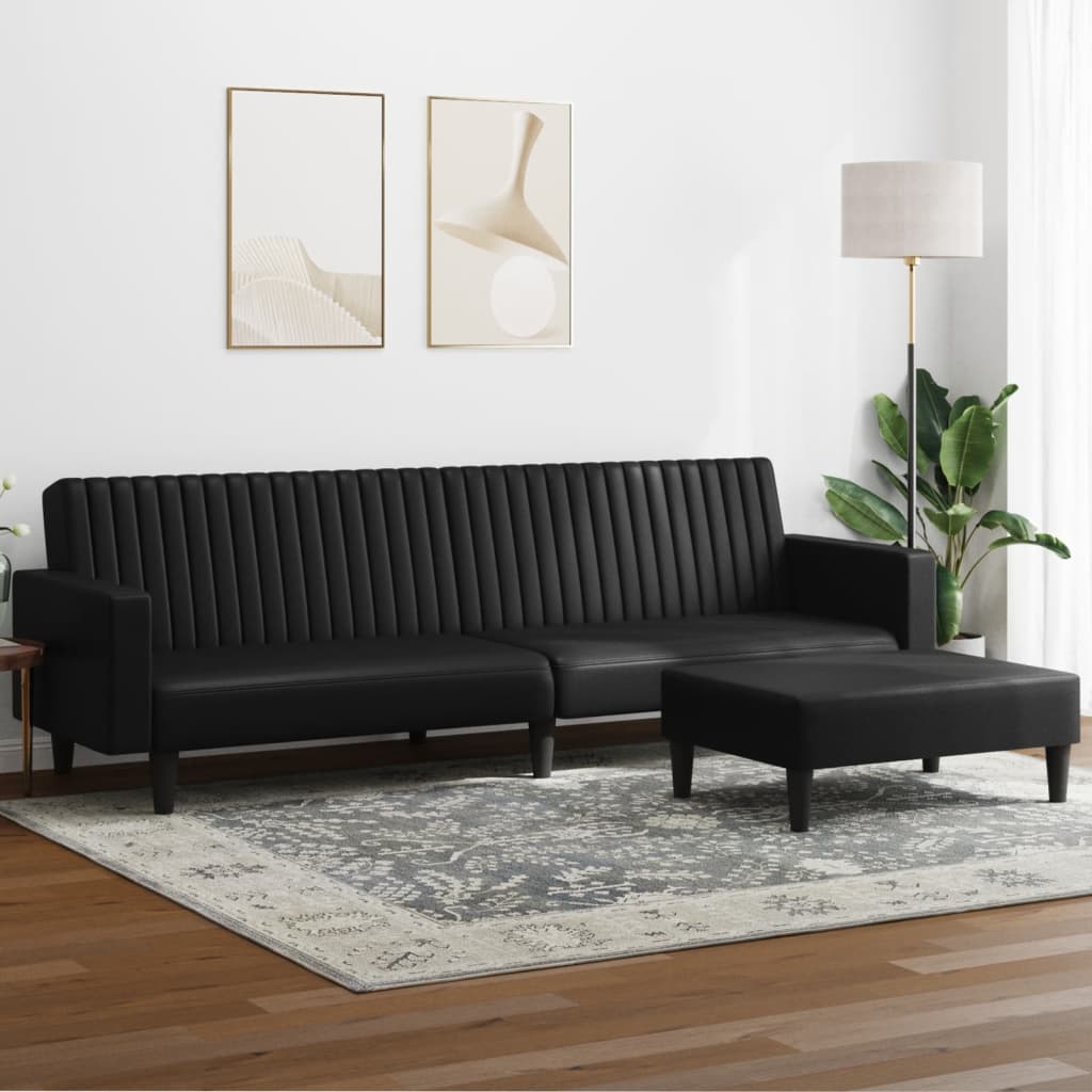 Sofa sett 2 deler kunstig skinn svart - number 1.