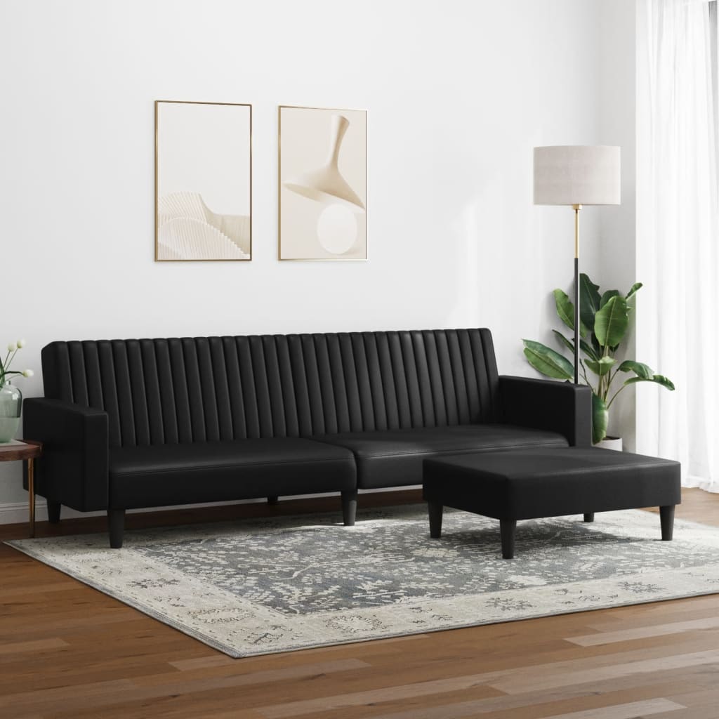 Sofa sett 2 deler kunstig skinn svart - number 3.