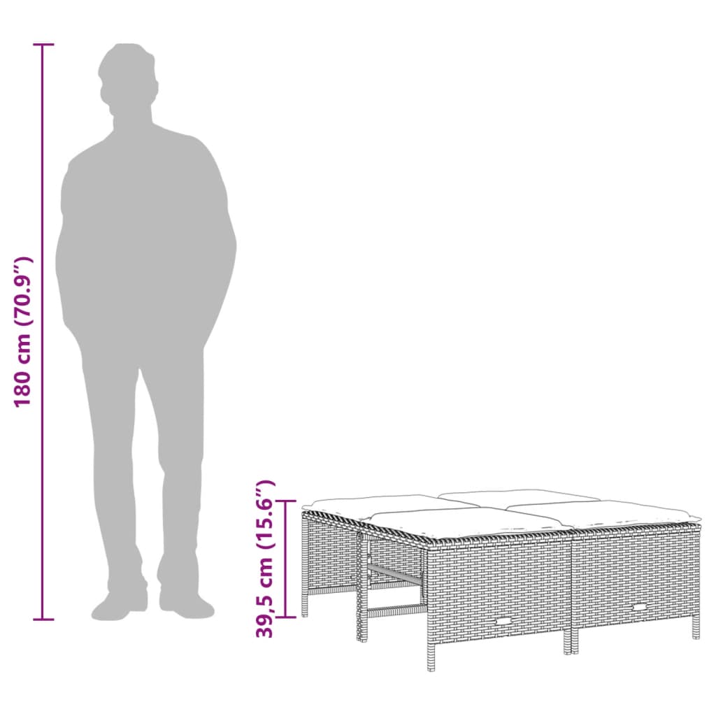 Haveskamler stk. med hynder polyrattan - grå, 1 - number 8.