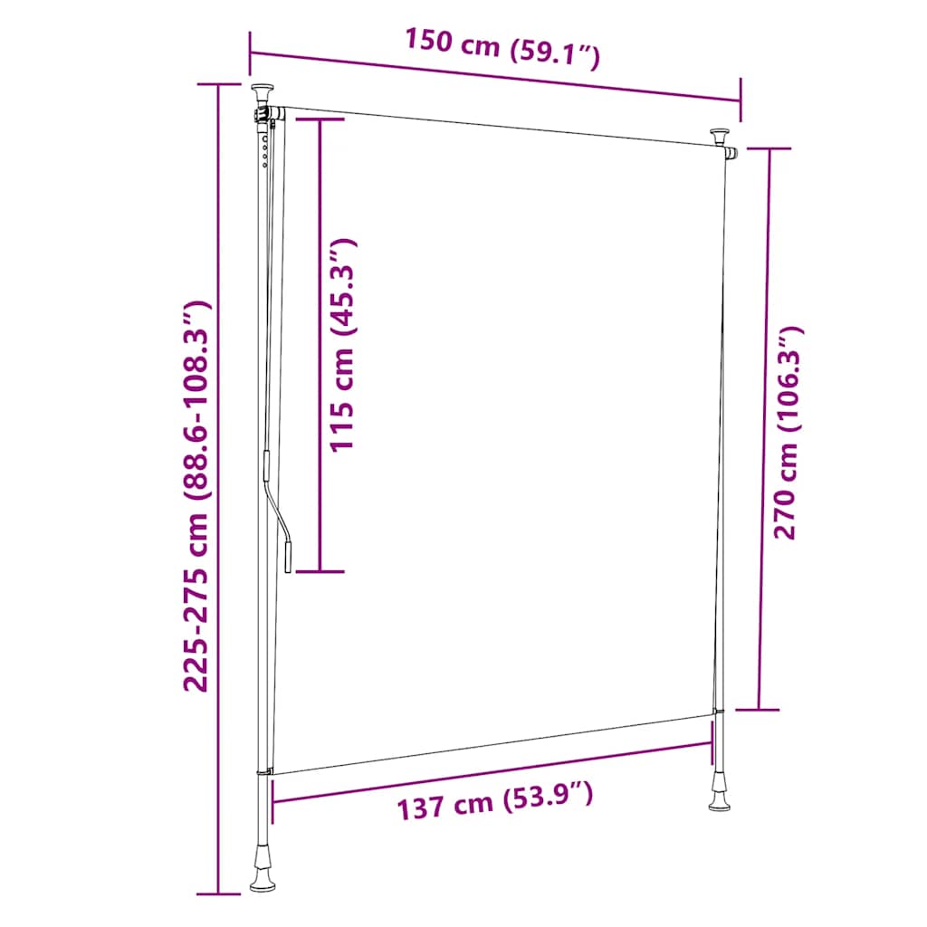 Vanjska rolo tkanina i čelik i bijelo - žuta, 150 x 270 cm, 1 - number 9.