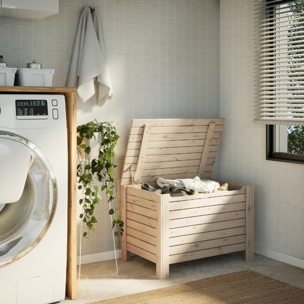 Kutija za pohranu s poklopcem rana punog bora - prirodna boja, 80 x 49 x 54 cm, 1, horizontalne pruge - number 3.