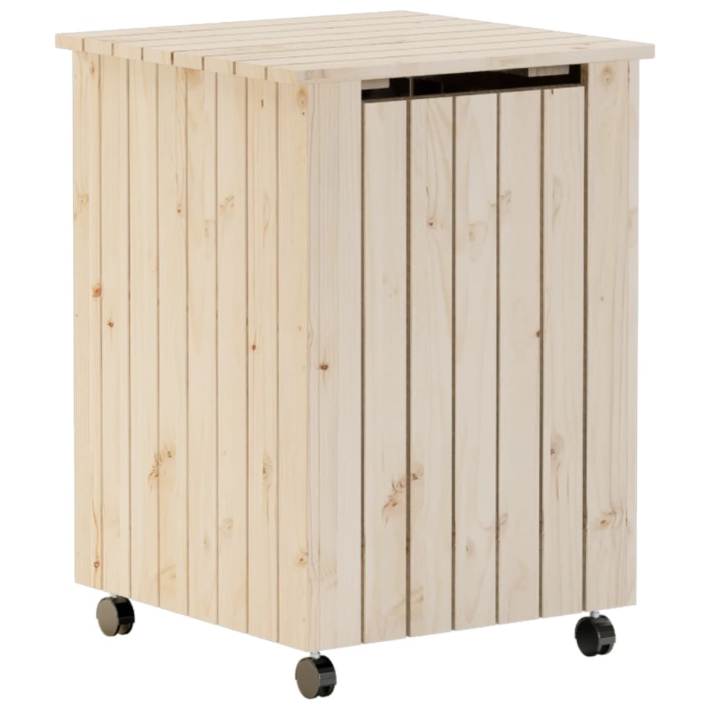 Laundry basket with wheels rana 45x45x64 cm solid pine - natural color, 1, vertical stripes - number 2.