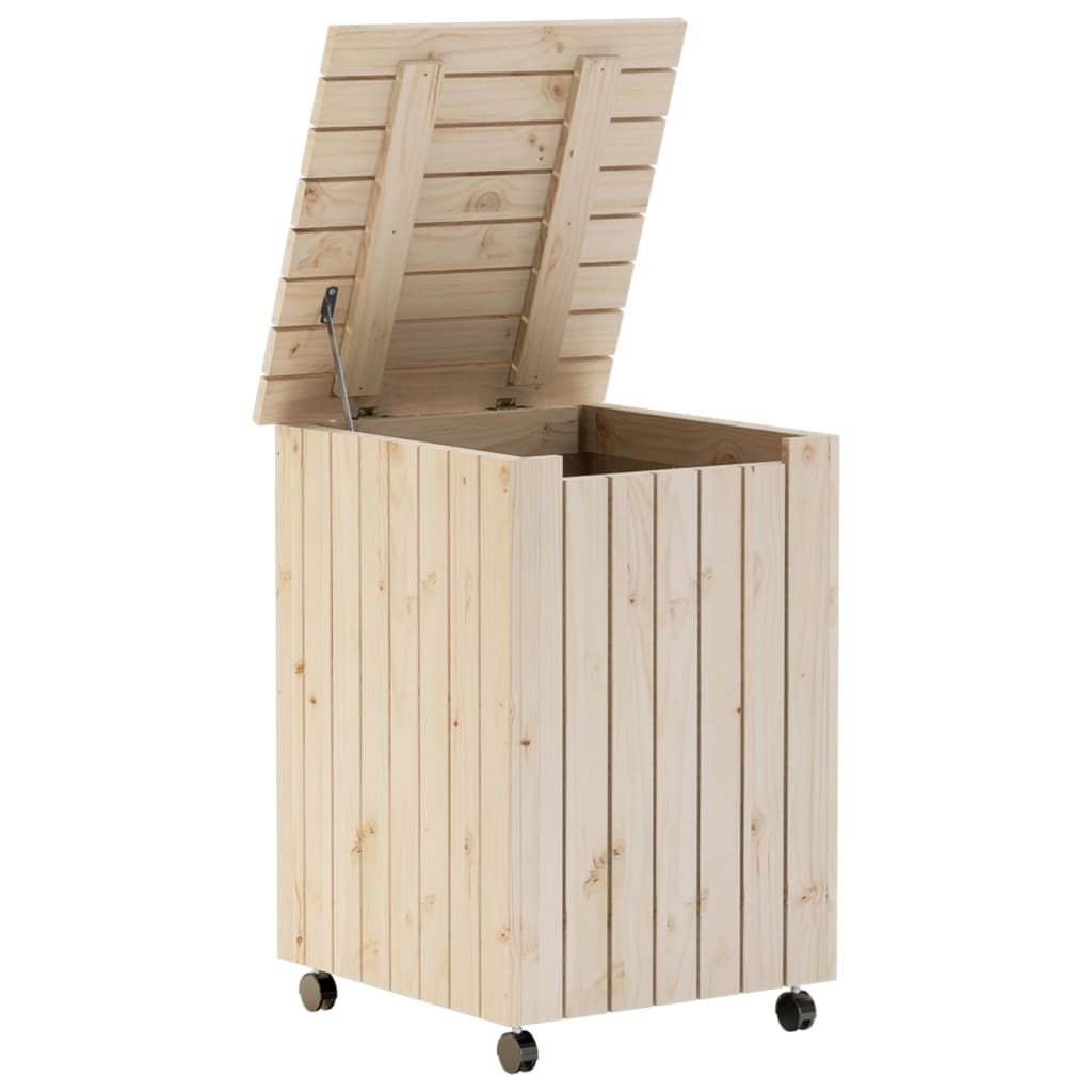 Laundry basket with wheels rana 45x45x64 cm solid pine - natural color, 1, vertical stripes - number 7.