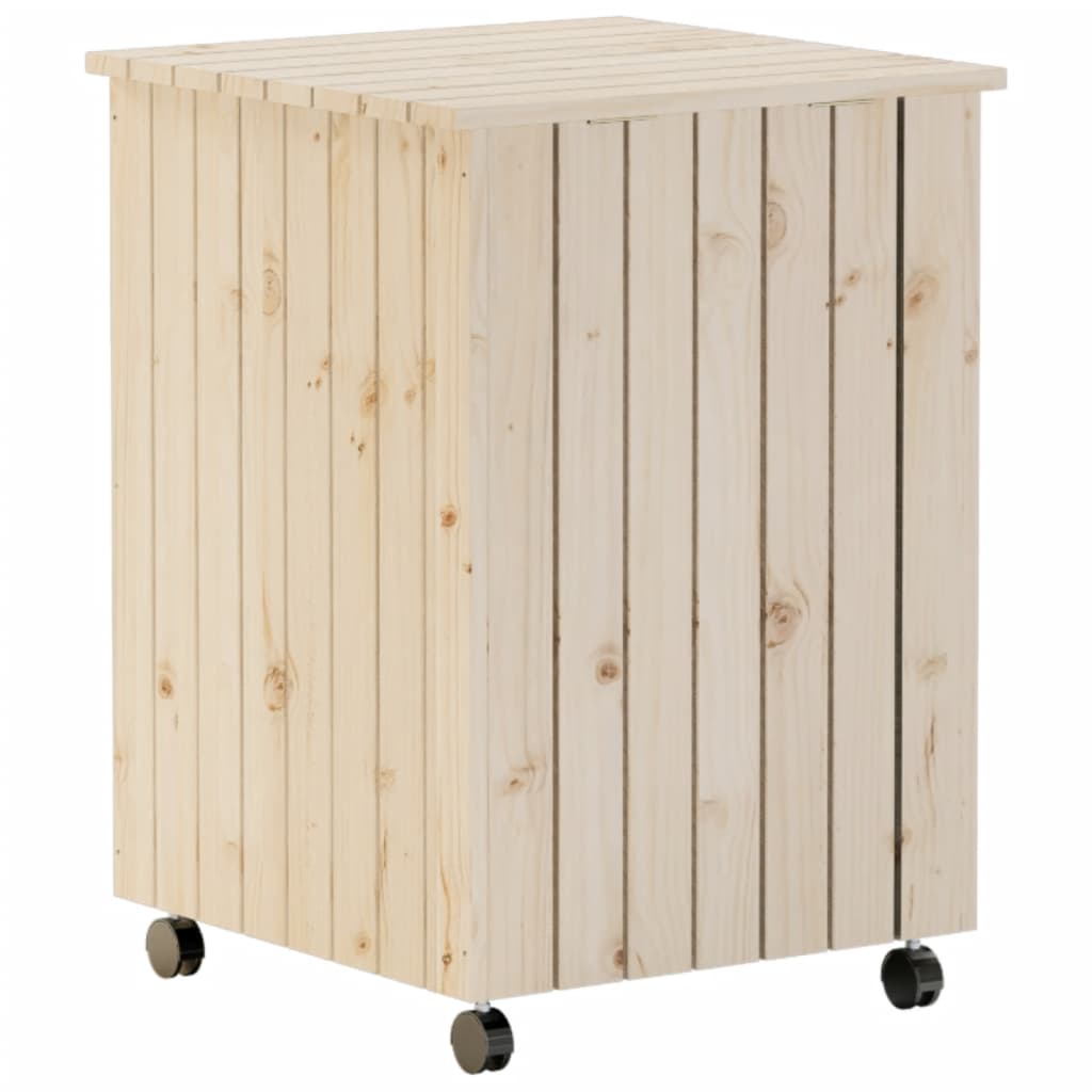 Laundry basket with wheels rana 45x45x64 cm solid pine - natural color, 1, vertical stripes - number 6.