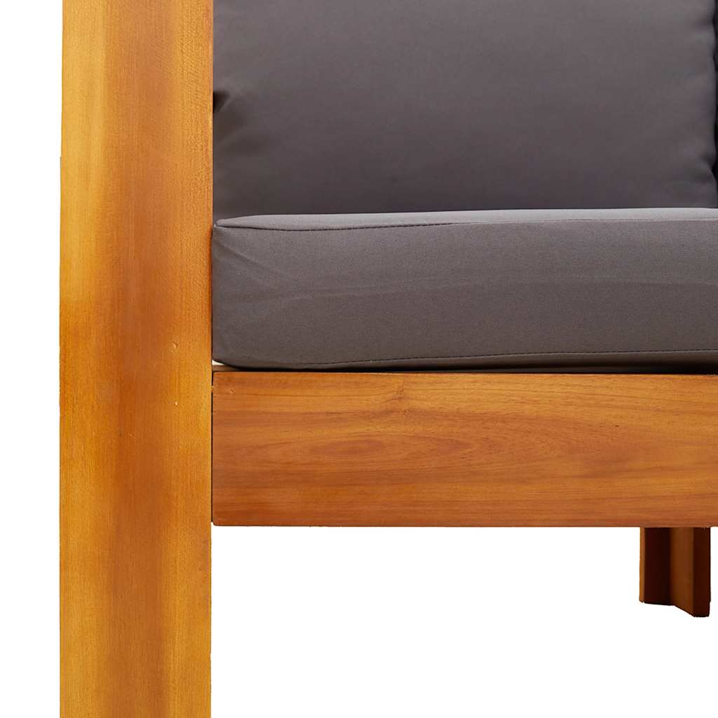 Havestol med hynder massivt akacietræ - mørkegrå, 1, lænestol - number 7.