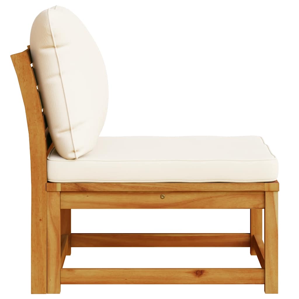 Sofamodul til haven med hynder massivt akacietræ - creme, 1, midtersofa - number 5.