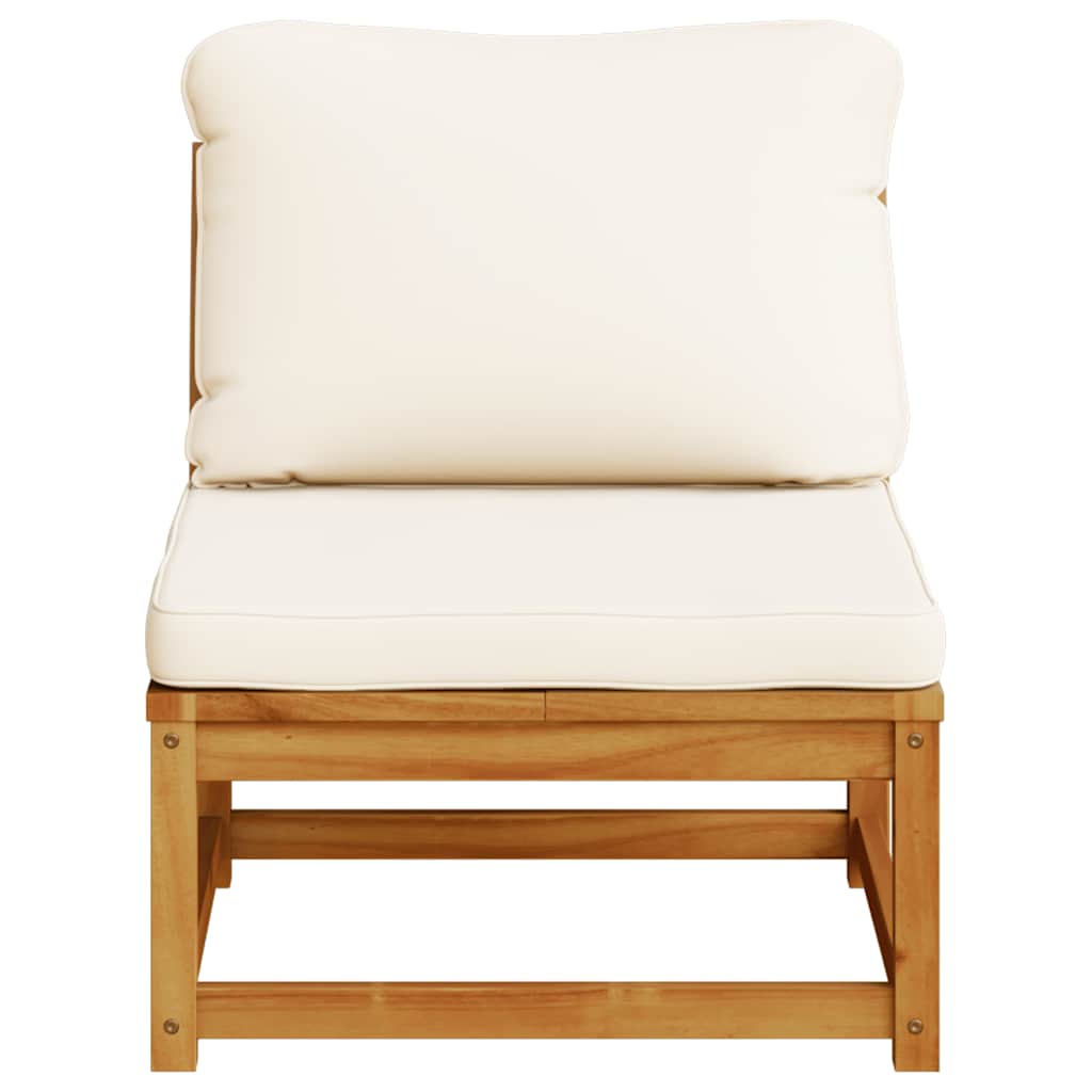 Sofamodul til haven med hynder massivt akacietræ - creme, 1, midtersofa - number 4.