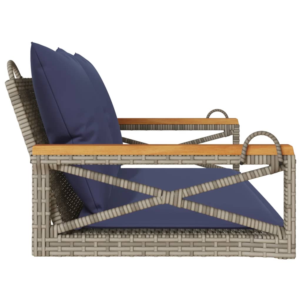 Klupa za ljuljanje s jastucima 109x62x40 cm sivi poliratan - number 5.